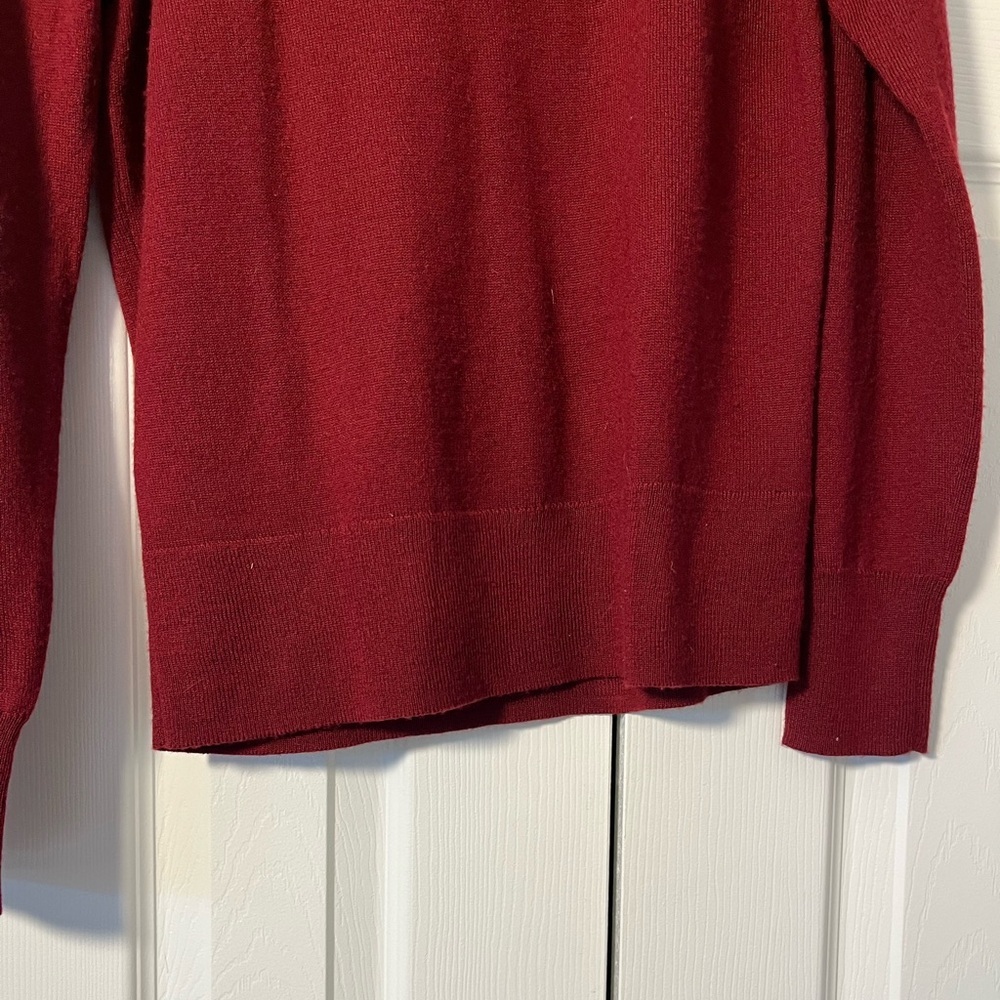 J Crew Turtleneck Wool Blend Sweater Burgundy Wine Red Medium - Picture 3 of 7